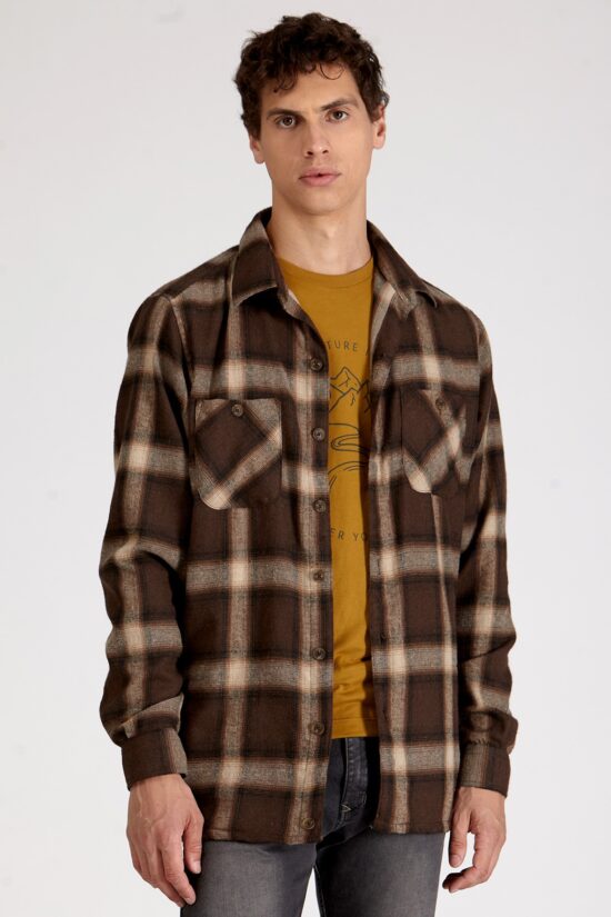 Camisaco con dos bolsiilos de franela a cuadros