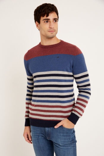 Sweater escote O a rayas de lana mezcla