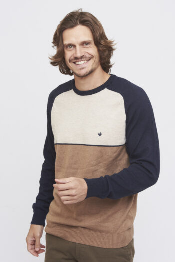 Sweater cuello O combinado