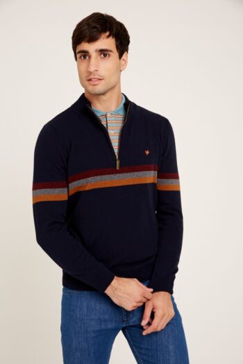Sweater medio cierre a cuatro colores de lana acrilica