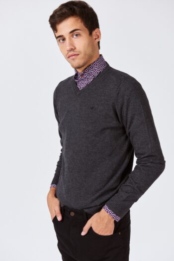 Sweater escote V de lana mezcla