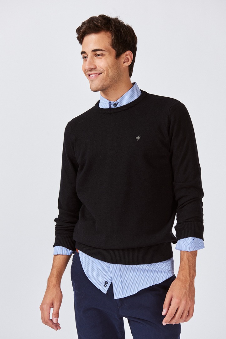 Sweater liso escote redondo
