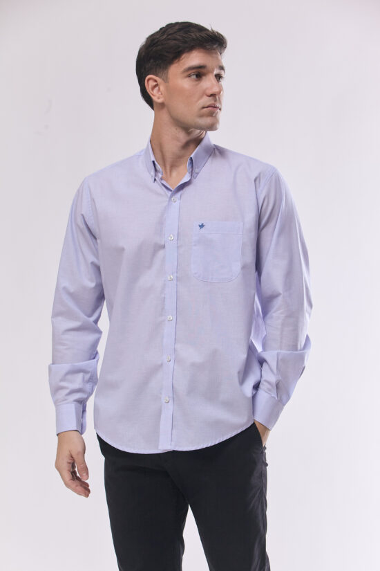 Camisa lisa regular fit de fil a fil