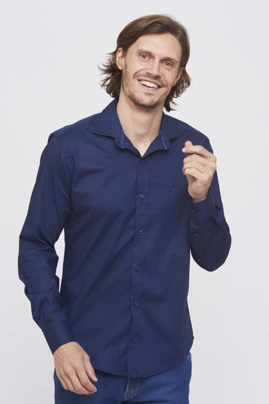 Camisa slim fit de poplin liso