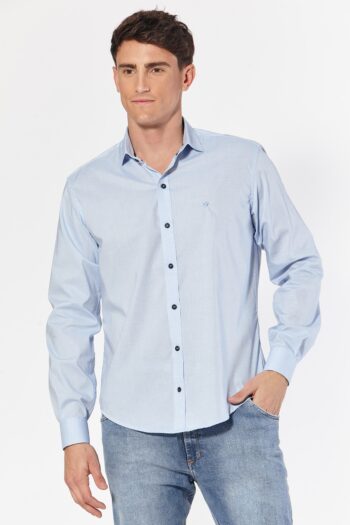 Camisa slim fit de fil a fil