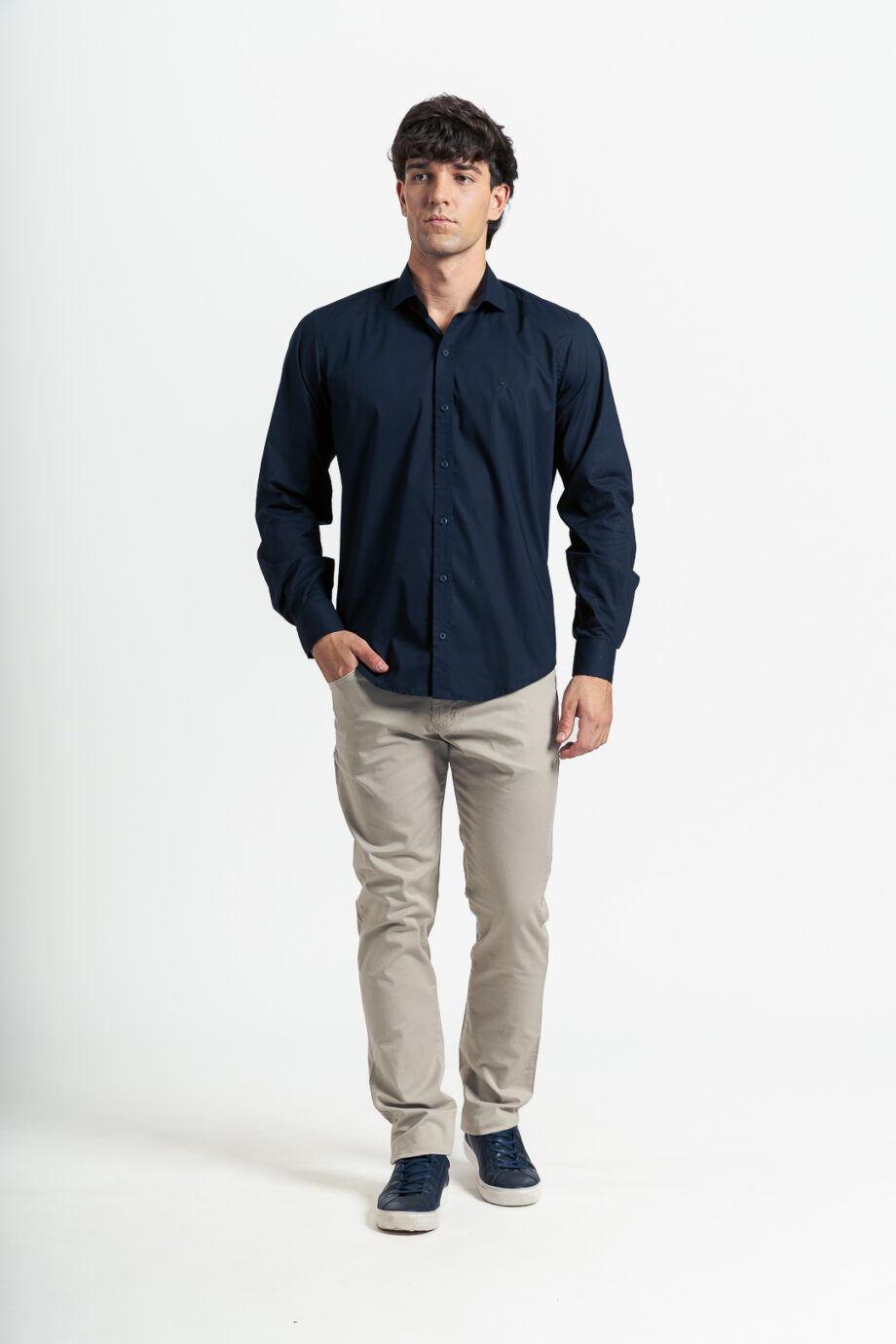 Camisa slim fit de poplin