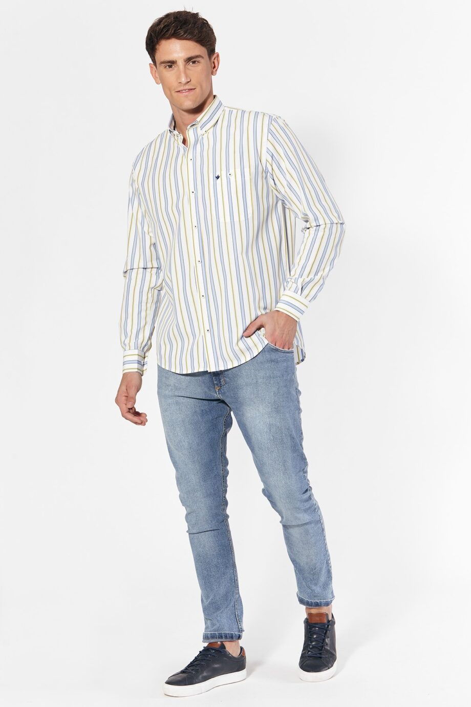 Camisa relaxed fit a rayas