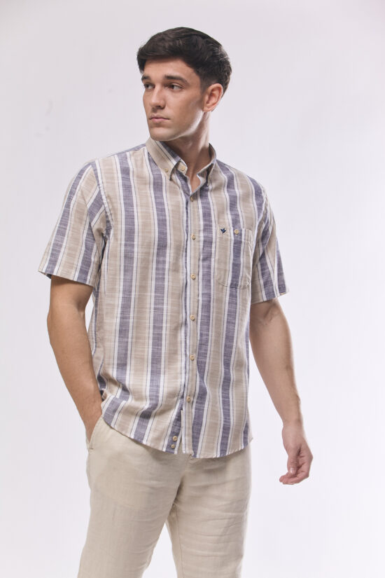 Camisa relaxed fit a rayas