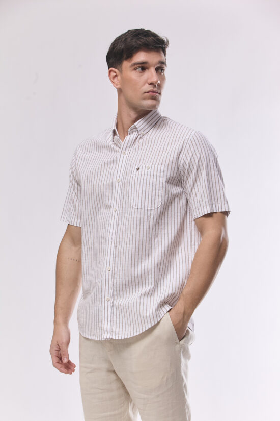 Camisa de lino relaxed fit a rayas