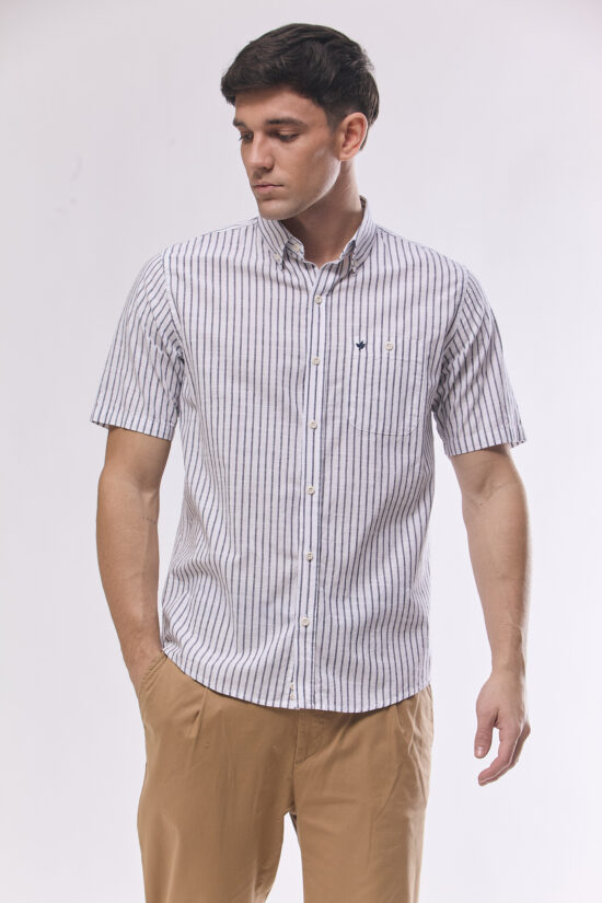 Camisa de lino relaxed fit a rayas