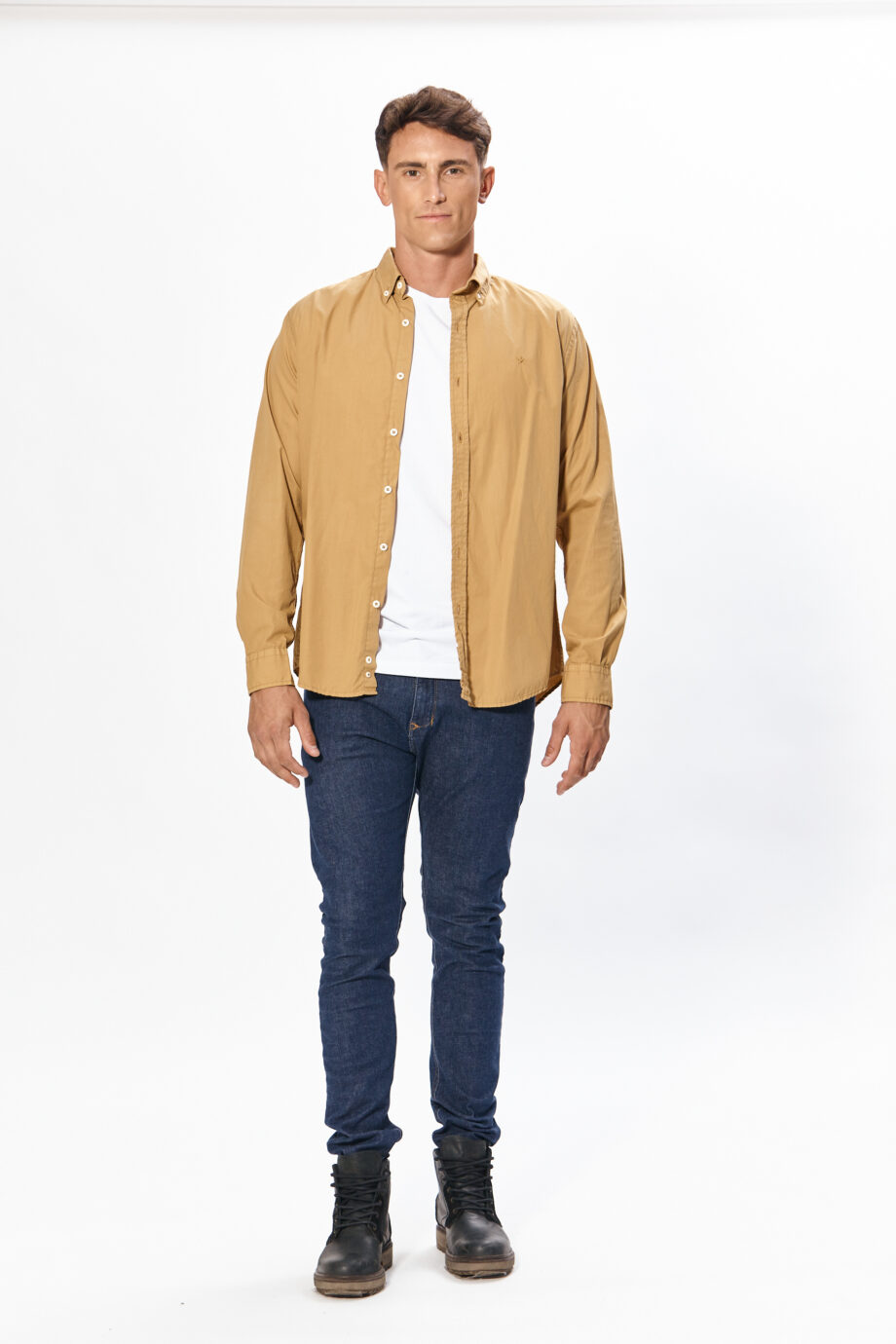 Camisa relaxed fit de poplin teñido