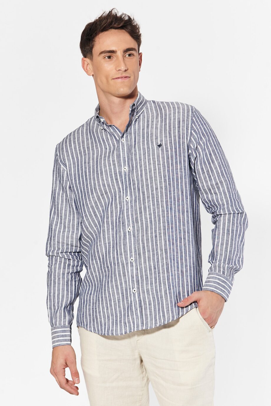 Camisa relaxed fit a rayas