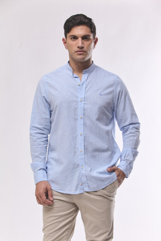 Camisa cuello mao relaxed fit de lino